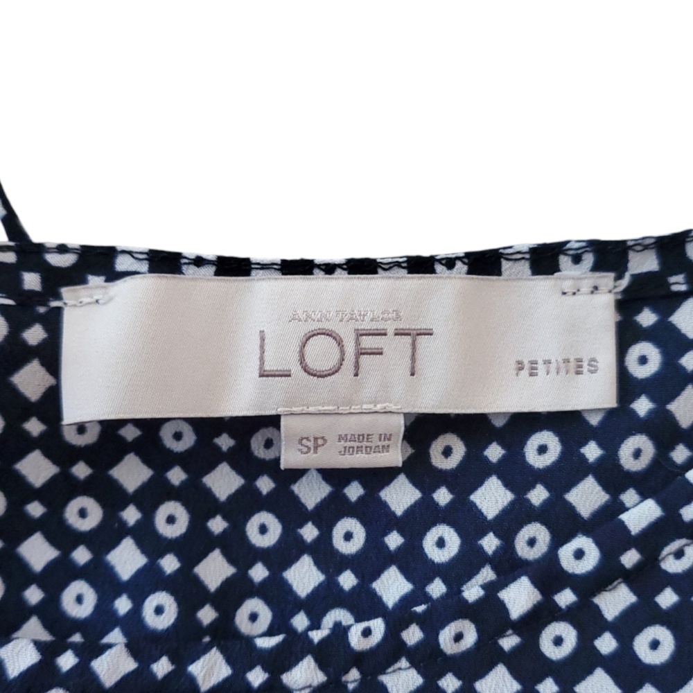 LOFT Navy Patterned Top - Picture 3 of 3